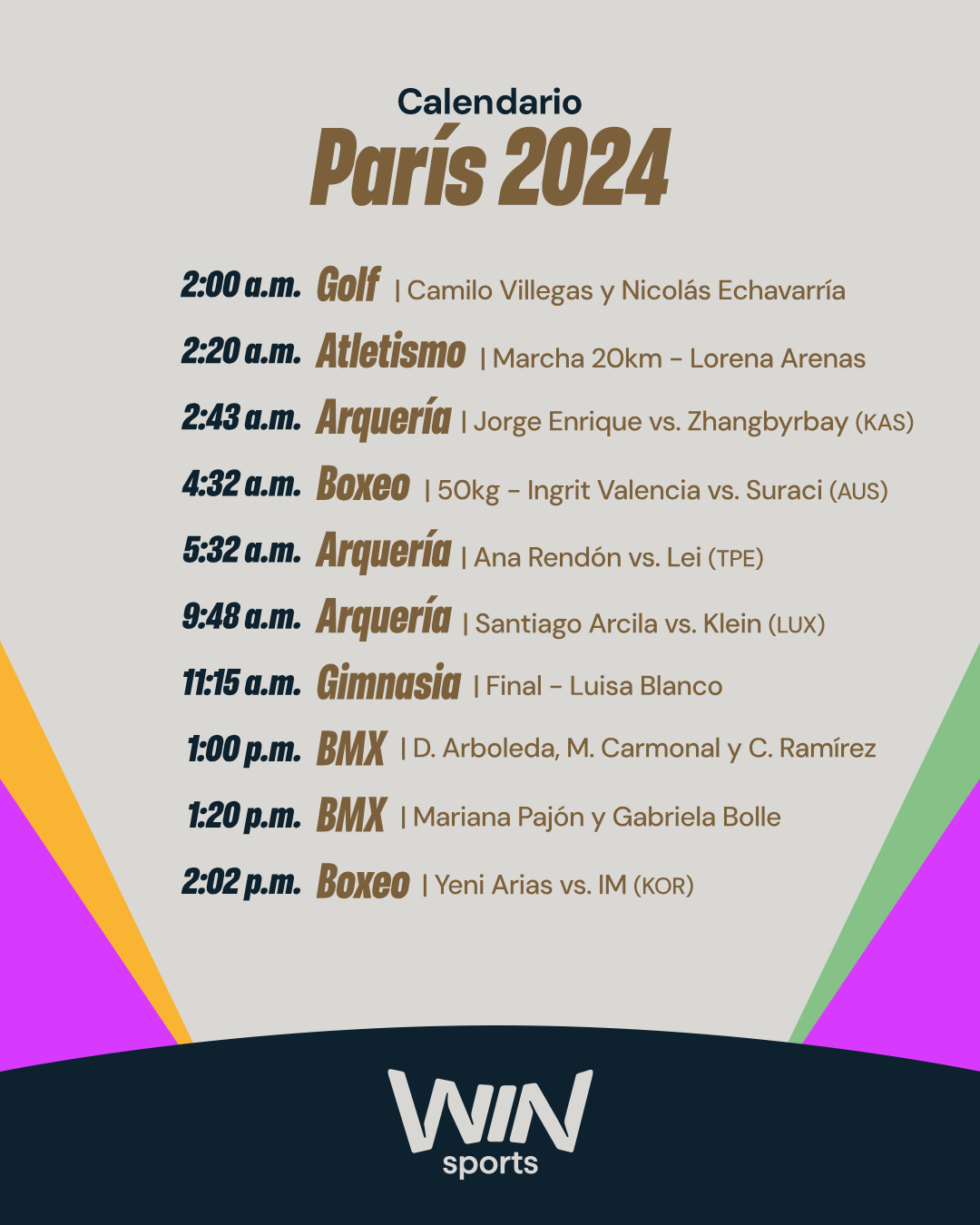 Agéndate para ver a los atletas colombianos en los Juegos Olímpicos París 2024 - Win Sports