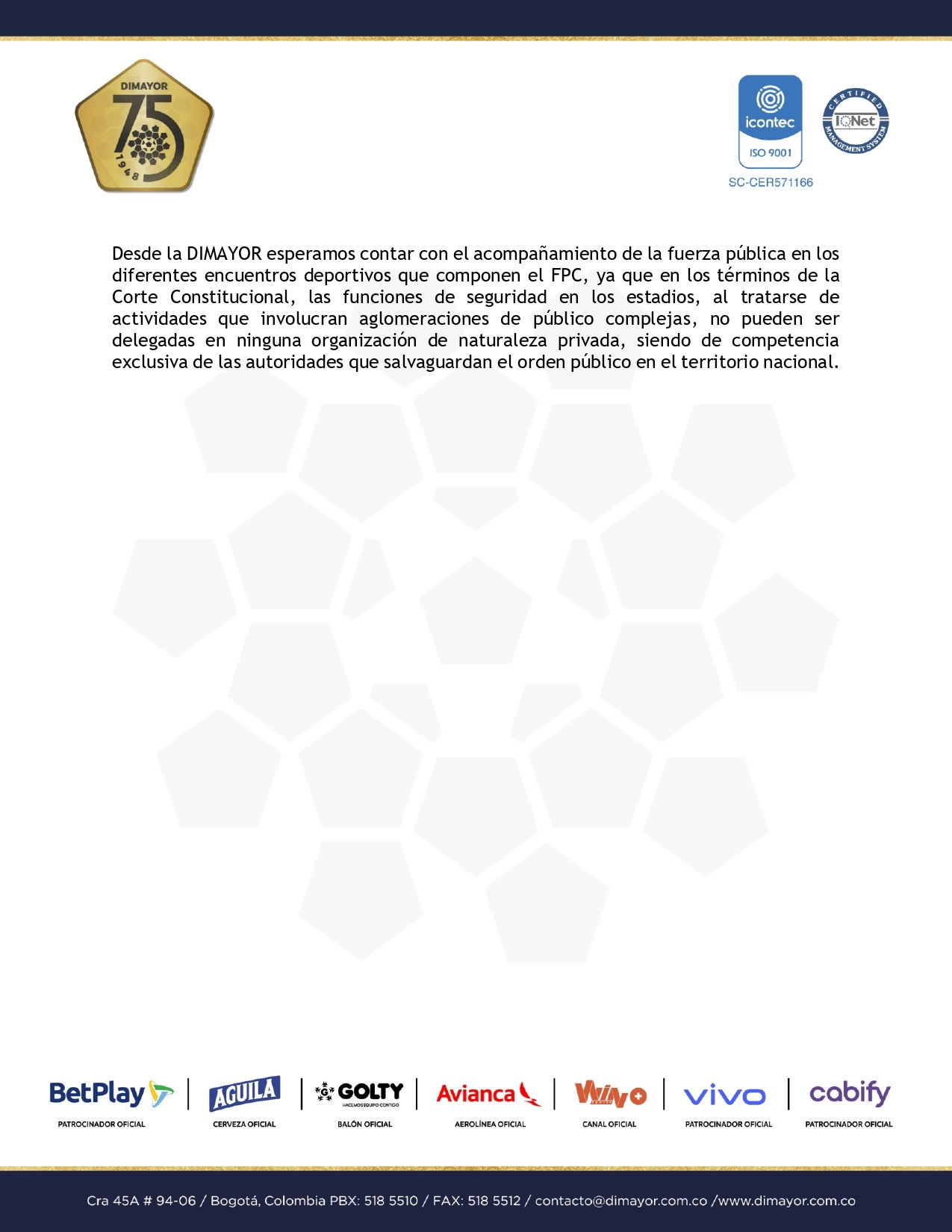 Comunicado Dimayor 2