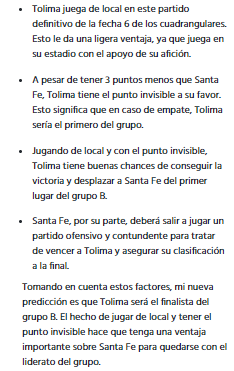 Predicción de la IA sobre el juego por la fecha 6 entre Tolima y Santa Fe - IA Mónica