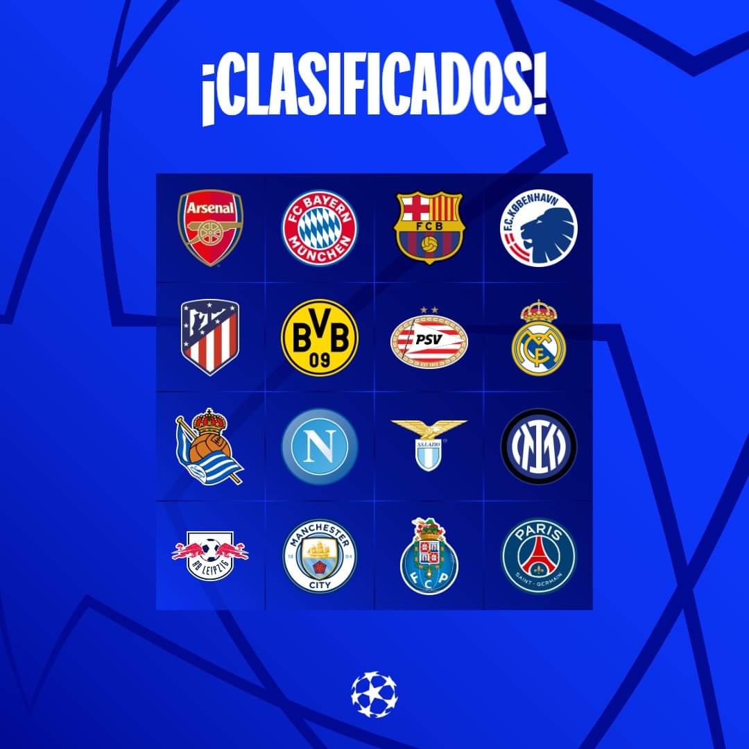Clasificados octavos de final Champions League - UEFA