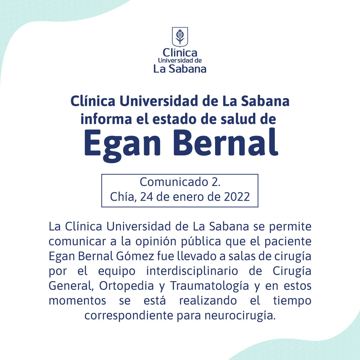 Parte médico Egan Bernal
