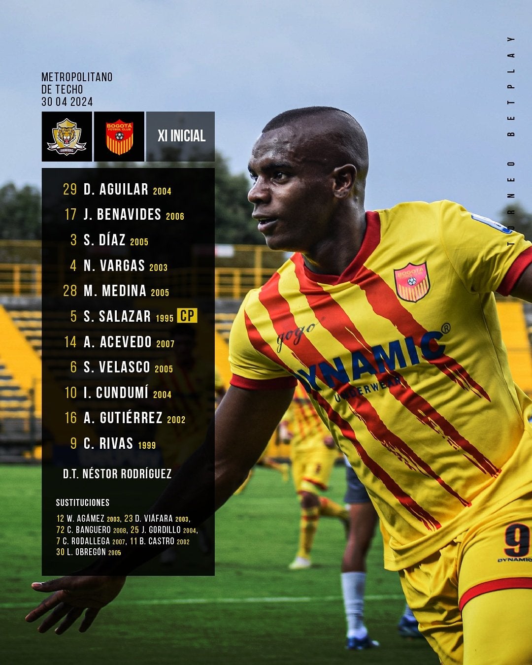 Nómina titular de Bogotá FC para enfrentar a Tigres por la fecha 14 - Prensa