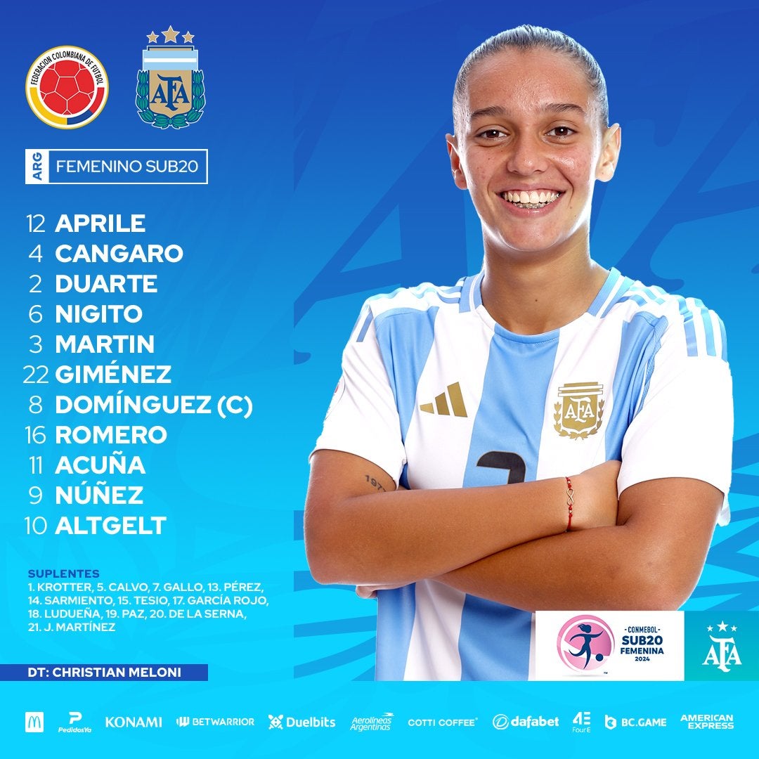 Once titular de Argentina Femenina para enfrentar a Colombia - Prensa AFA