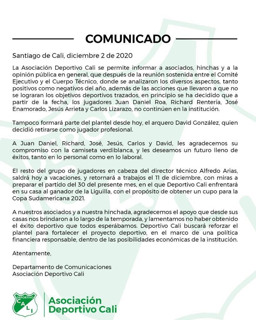 Comunicado Cali