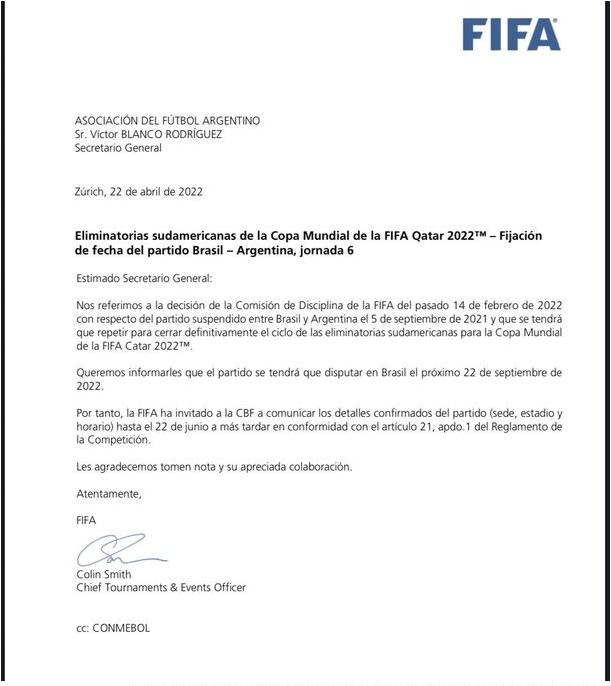 Comunicado FIFA