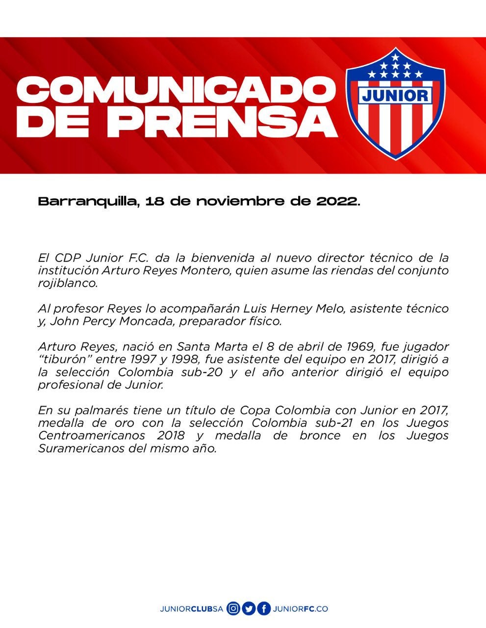 Comunicado de Junior