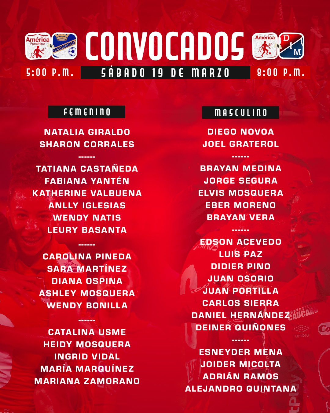 Convocados de América