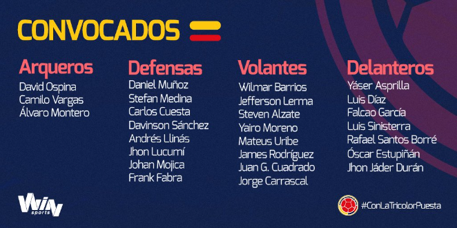 Convocados selección Colombia