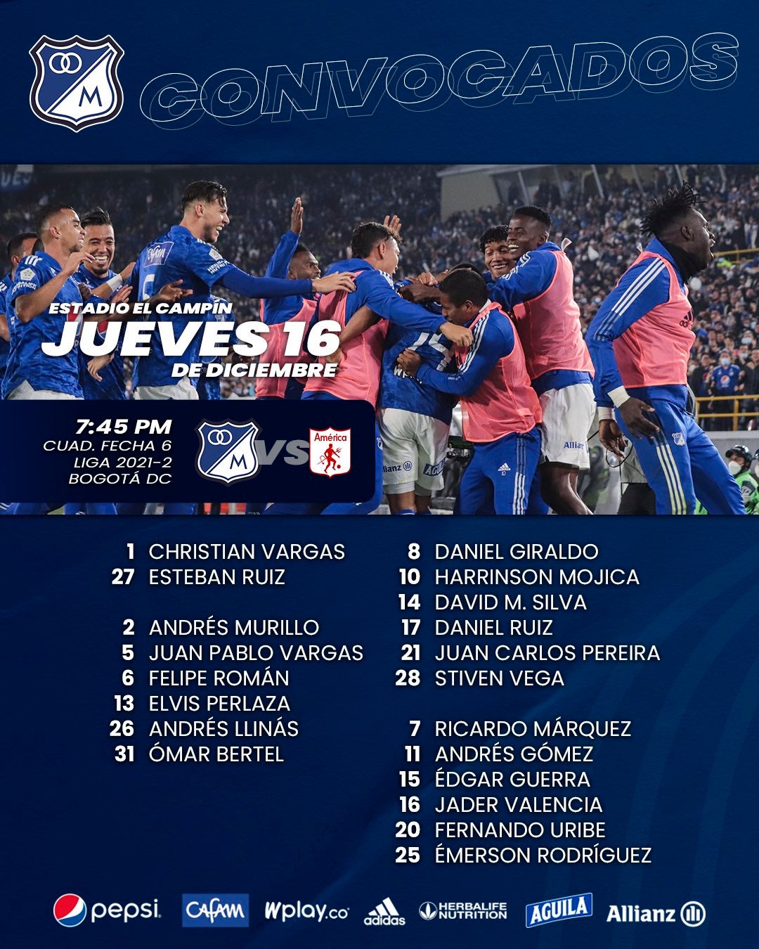 Convocados de Millonarios