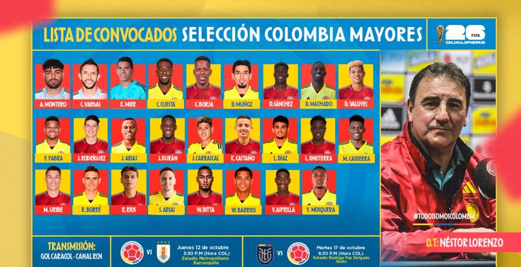 Convocados selección Colombia