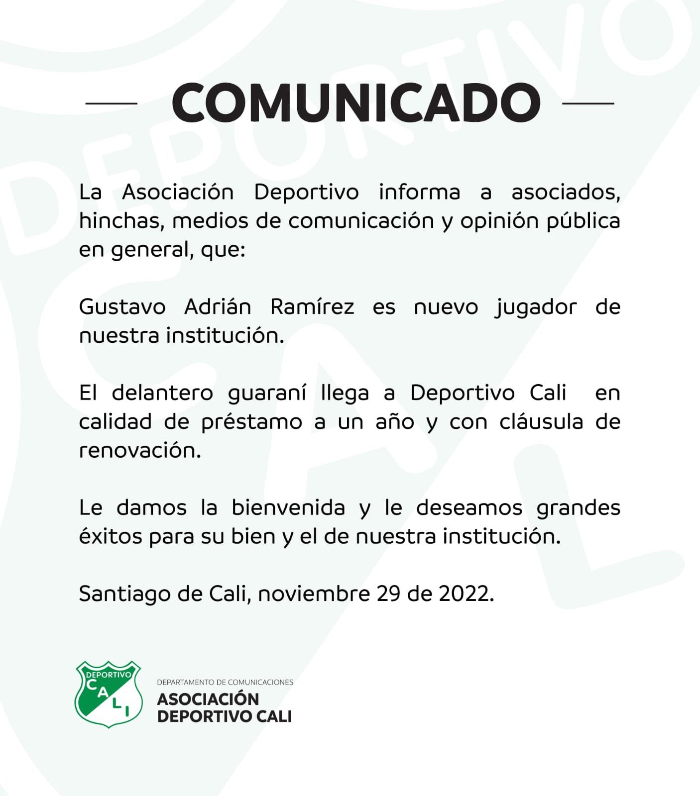 Gustavo Ramírez comunicado