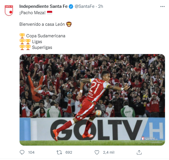 Meza vuelve a Santa Fe