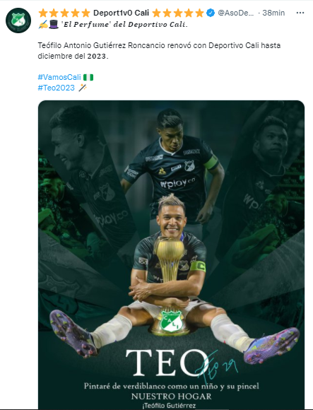 Teófilo Gutiérrez renovó su contrato con Cali