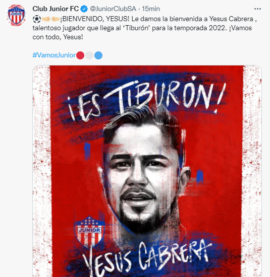 Yesus Cabrera, nuevo jugador de Junior