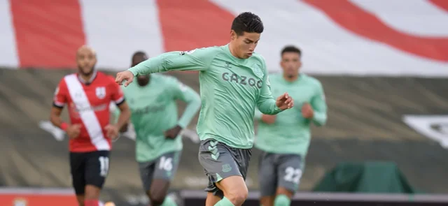 James Rodríguez, titular en la derrota 2-0 de Everton frente a Southampton. / Foto: Everton