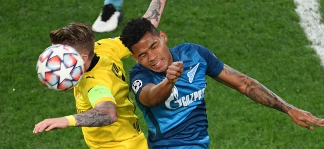 Barrios en juego de Zenit ante Borussia Dortmund / Foto AFP