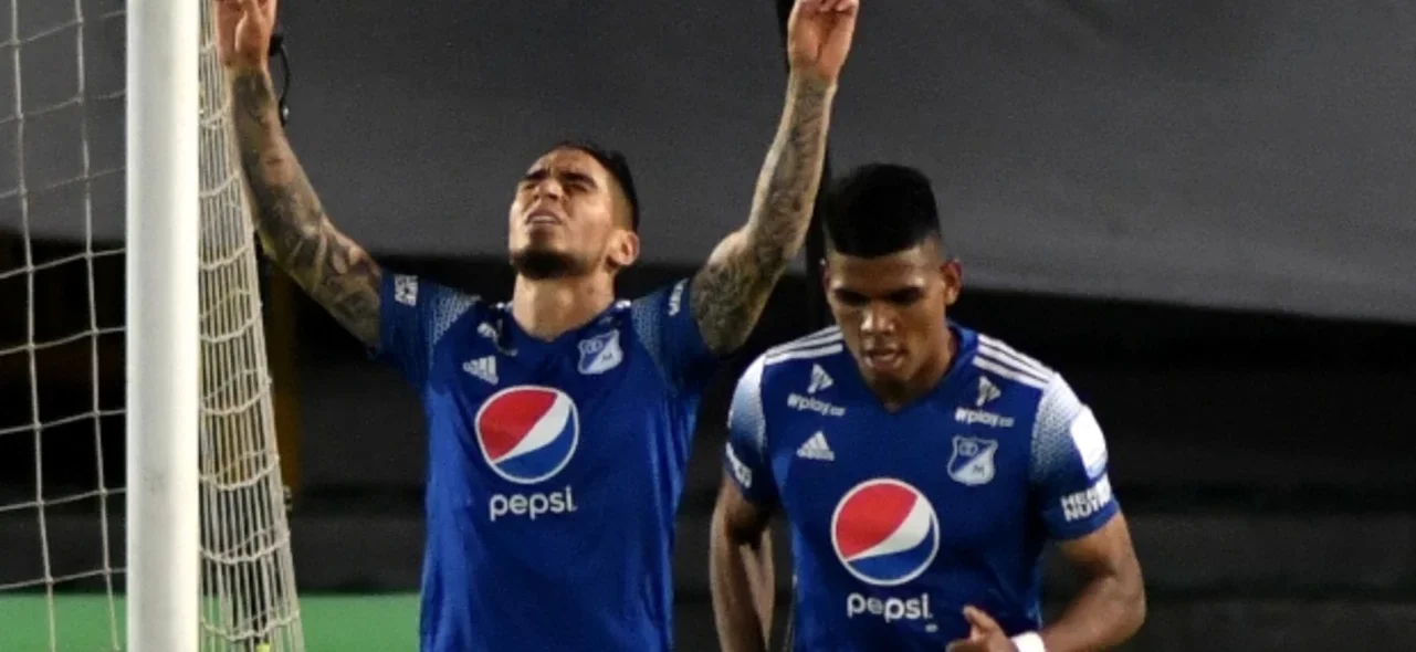 Arango celebra el segundo gol de Millonarios sobre Chicó / Foto VizzorImage