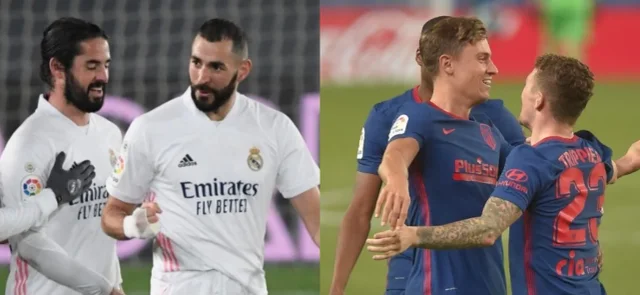 Real Madrid y Atlético de Madrid, con 32 puntos, lideran LaLiga. / Fotos: AFP