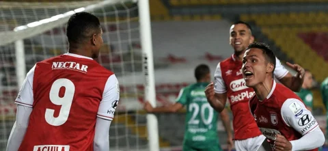 Santa Fe celebra la clasificación a la final de la Liga BetPlay / Foto VizzorImage