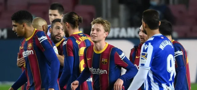 Barcelona celebra la victoria sobre Real Sociedad / Foto AFP