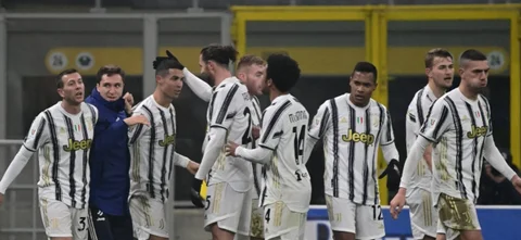 Juventus celebrando el triunfo sobre Inter en la Copa Italia / Foto AFP
