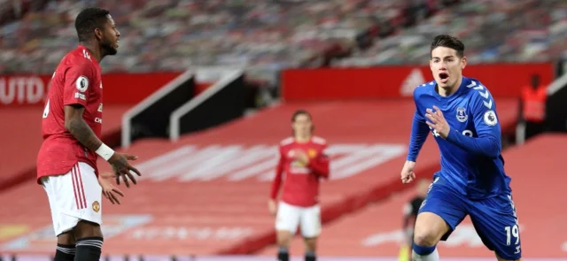 James marcó en la derrota 3-2 de Everton. / Foto: AFP