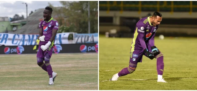 Moreno y Vargas, arqueros de Millonarios. / Fotos: VizzorImage - Felipe Caicedo y Macgiver Barón.