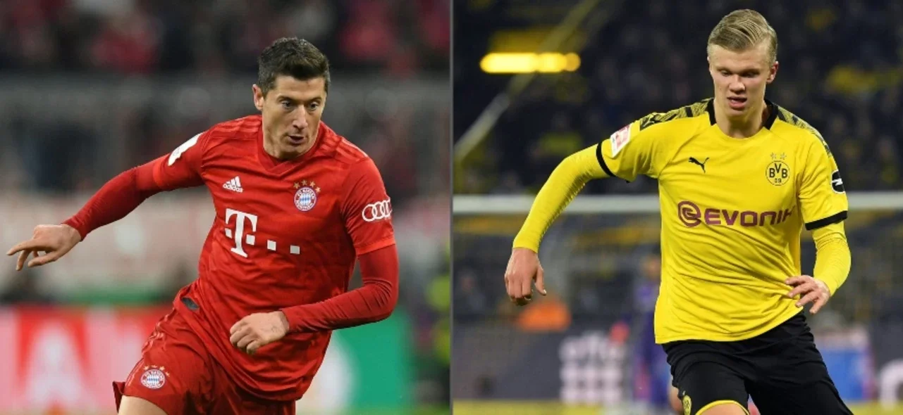 Duelo de goleadores Lewandowski y Haaland en el clásico de la Bundesliga. / Foto: