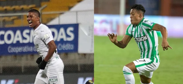 Jhojan Valencia y Sebastián Gómez, mediocampistas de Cali y Nacional. / Fotos: VizzorImage - Felipe Caicedo y Mauricio Macías