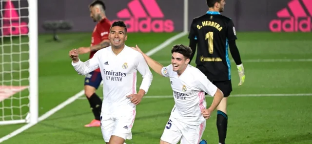 Casemiro celebra el segundo gol de la victoria de Real Madrid / Foto AFP