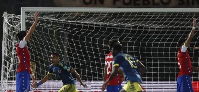 Falcao, en la celebración de un gol frente a Chile / AFP