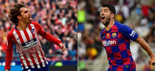 Griezmann, con pasado en Atlético y Luis Suárez, con pasado en Barcelona / Fotos AFP