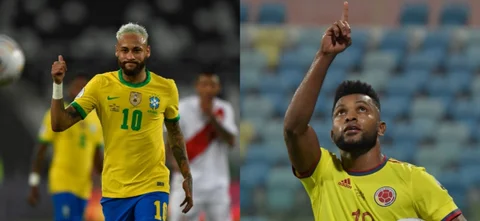 Neymar y Miguel Ángel Borja / Foto: AFP