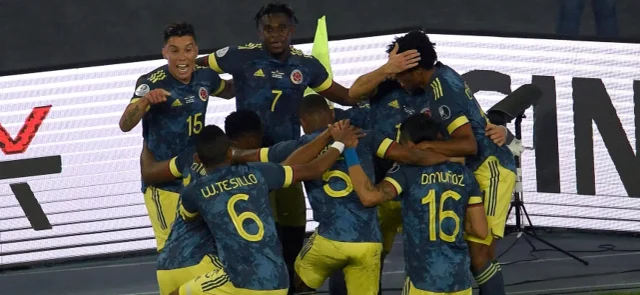 Colombia celebra el gol marcado frente a Brasil / Foto: AFP