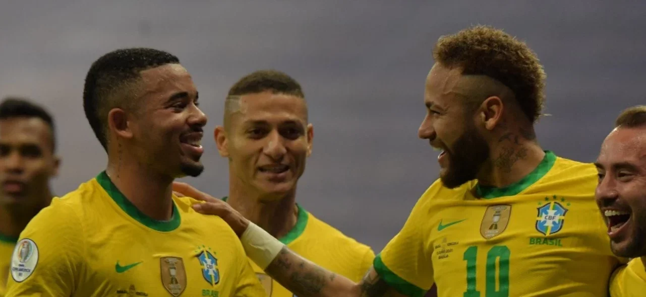Brasil celebrando el triunfo sobre Venezuela / Foto AFP