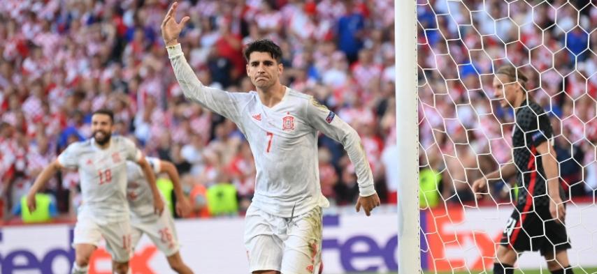 Álvaro Morata celebrando con España / Foto AFP Álvaro Morata celebrando con España / Foto AFP