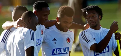 Jugadores de Colombia en entrenamiento previo al choque frente a Argentina / Foto: AFP