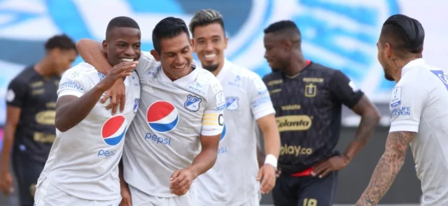 Felipe Román celebra un gol anotado ante Once Caldas / Foto VizzorImage