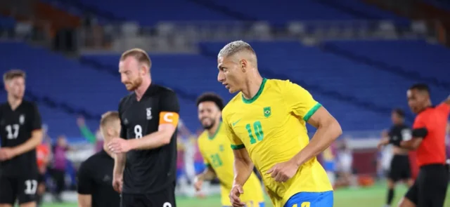 Richarlison celebra el primer tanto ante Alemania en Juegos Olímpicos / Foto AFP