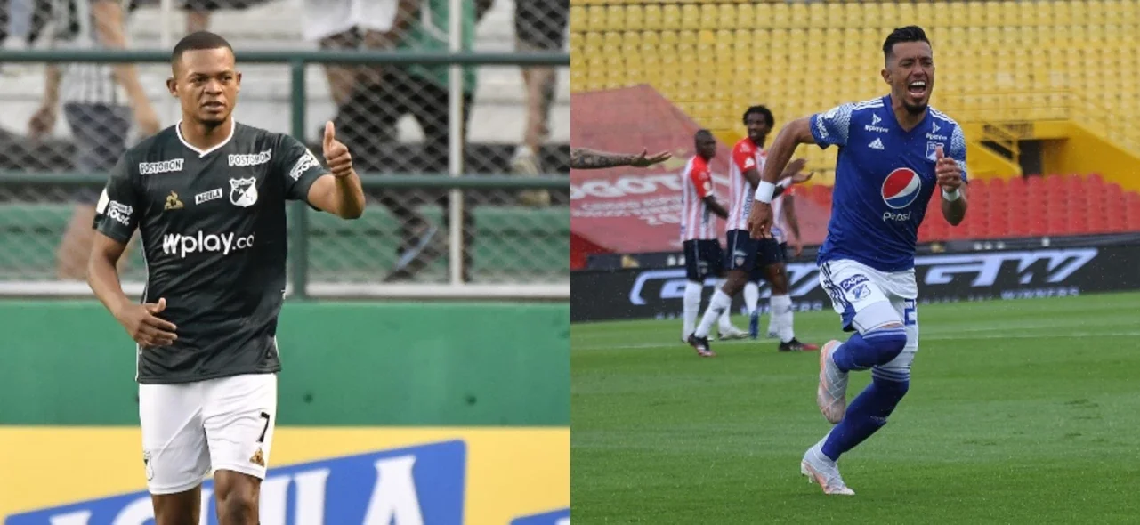 Harold Preciado y Fernando Uribe, goleadores de Cali y Millonarios. / Foto: VizzorImage
