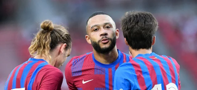 Barcelona celebrando en juego amistosos / Foto AFP