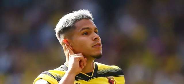 Cucho celebrando con Watford su primer gol / Foto @WatfordESP