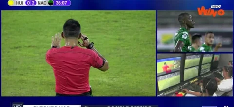 Jugada de gol anulada a Nacional frente a Huila.
