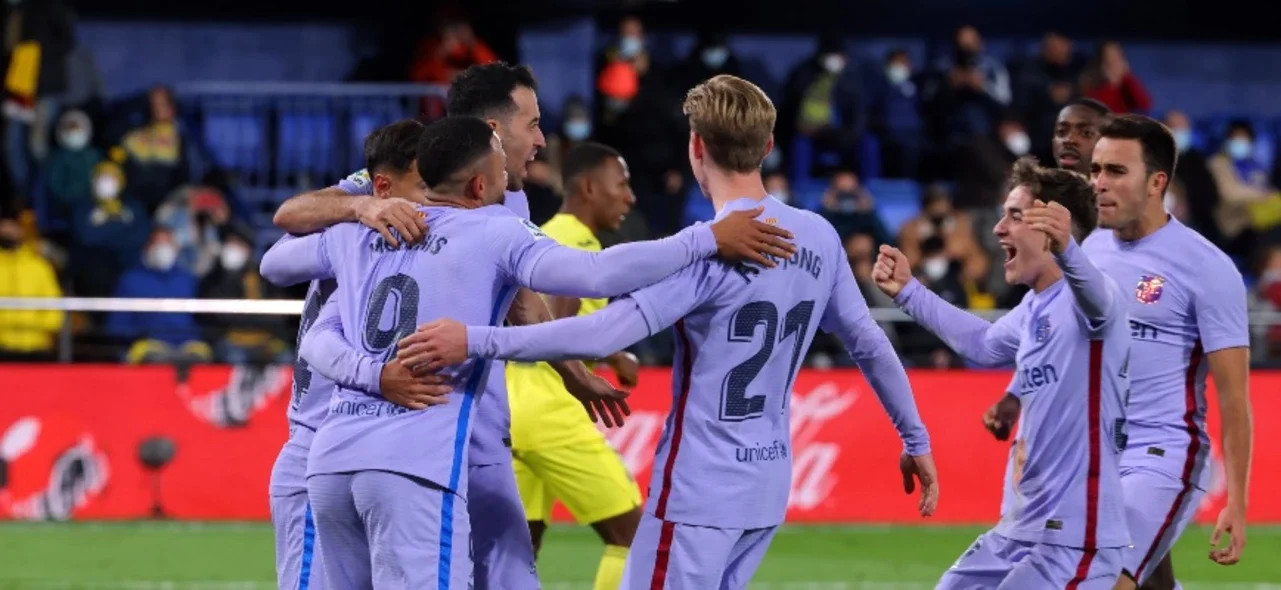 Barcelona celebra el triunfo sobre Villarreal / Foto AFP