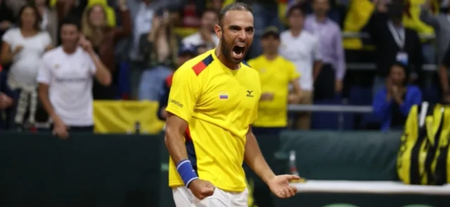Juan Sebastián Cabal con el equipo colombiano -Foto:AFP