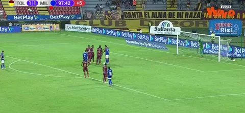 Penal fallado de Millonarios vs Tolima
