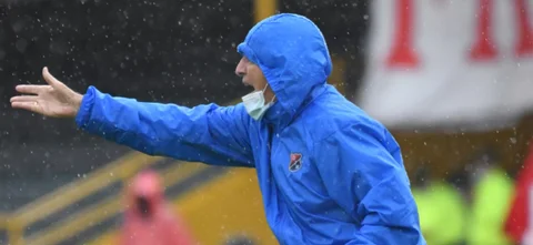 Habla Julio Comesaña, DT de Independiente Medellín. Foto: VizzorImage / Andres Rot
