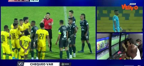 La jugada de gol anulada para Deportivo Cali.