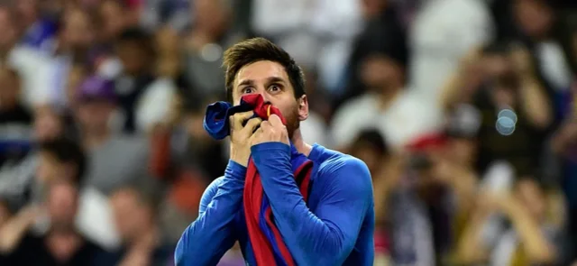 Messi celebrando en el Bernabéu / Foto AFP