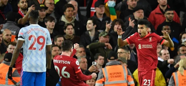 Luis Díaz celebra su gol ante Manchester United / Foto AFP